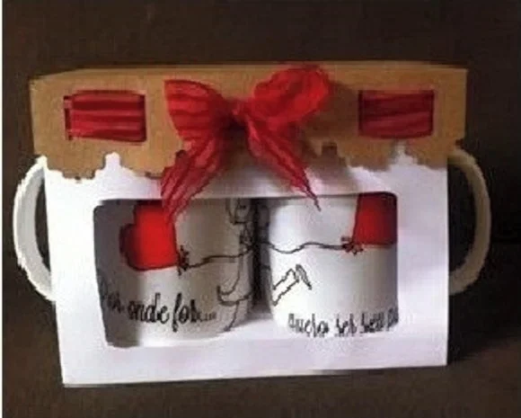 Caixa de Caneca Dupla Papel Couchê Envelopado Adesivado Personalizado 