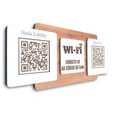 Placa QR Code Wi-Fi personalizada em acrílico 10x10cm